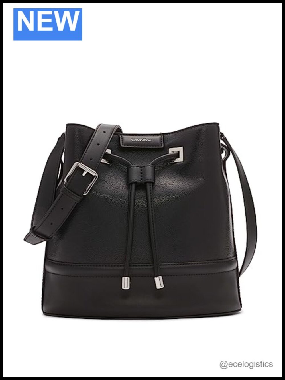 Vegan Leather Crossbody Bag Monogram 2 Pockets Bucket Purse
